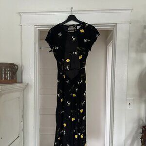 Urban Outfitters | Black maxi dress with yellow flowers